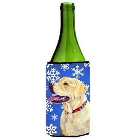 CAROLINES TREASURES Carolines Treasures LH9293LITERK Labrador Winter Snowflakes Holiday Wine bottle sleeve Hugger - 24 oz. LH9293LITERK